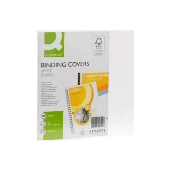Kancelářská technika Obálka pro zadní stranu Q-Connect - A4, 250 g, lesklá bílá, 100 ks