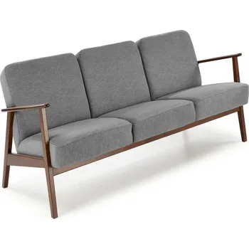 Nábytek Třímístná pohovka MILANO 3S šedá/tmavý ořech