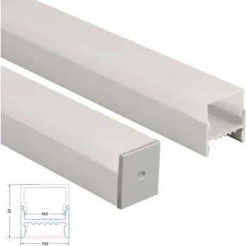 LED páska MCLED Přisazený hliníkový profil PB se skrytými sponami, včetně matného difuzoru, 200cm