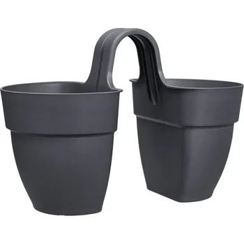Květináč Květináč plastový ELHO Vibia Campana Flower Twin antracitový 21cm