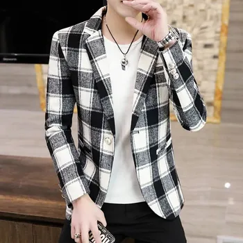 Best Fashion Pánské kostkované sako v elegantním stylu Barva: Šedá, Velikost: M