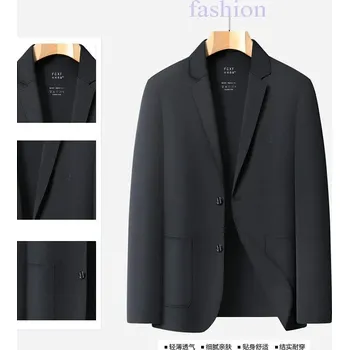 Best Fashion Pánské letní lehké sako pro volný čas Barva: Černá, Velikost: 4XL