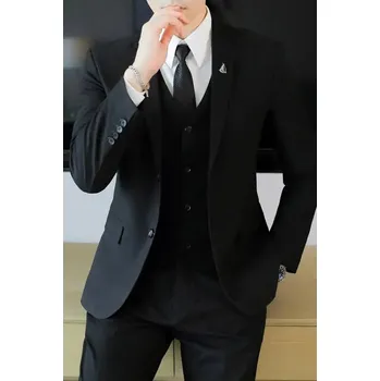 Best Fashion Pánský společenský oblek pro slavnostní události Velikost: 6XL, Barva (Varianta): Black -2 button