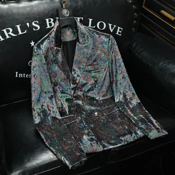 Best Fashion Pánské sametové sako pro elegantní příležitosti Barva: Modrá, Velikost: 4XL