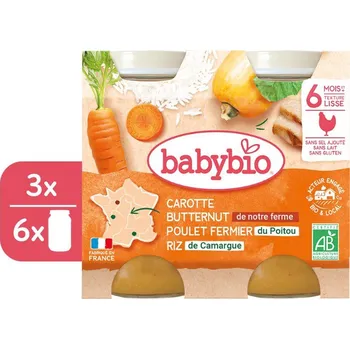 BABYBIO Mrkev s máslovou dýní, kuřetem a rýží 3× (2× 200 g)
