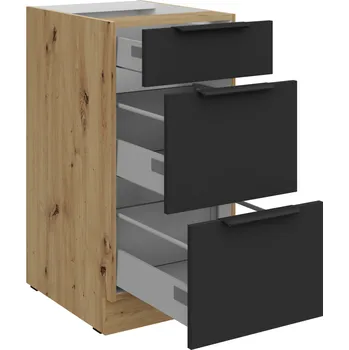 Kuchyňská skříňka Šuplíky, šíře 40 cm Dub artisan Černá