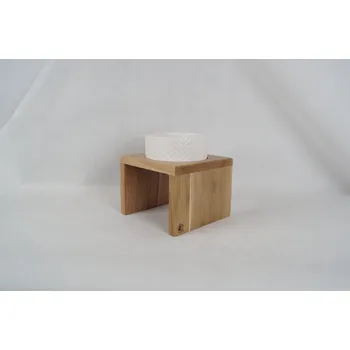 Miska pro psa Svět Tlapky Stojan na 1 keramickou misku pro psa GASTON MONO Dřevina nebo odstín: Borovice (dřevo), Výška stojánku včetně misek: 11cm (malé plemeno), Průměr miska (rozměr): miska 13cm (18 x 18cm)