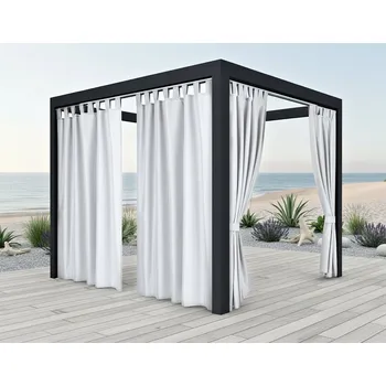 Zahradní stavba Venkovní zahradní závěs s poutky PORTO 10 bílá 155 cm x různé výšky (cena za 1 kus) + dárek úvaz MyBestHome Rozměr: 155x250 cm