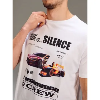 Sinsay - Bavlněná košilka s potiskem - bílá - 263HL-00X - 263HL-00X-2XL