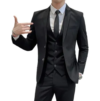 Pánský oblek Best Fashion Pánský tří dílný oblek pro aktivní eleganci Velikost: 5XL, Barva (Varianta): black 2 buckle