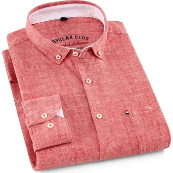 Pánská košile Best Fashion Pánská lněná košile s dlouhým rukávem Velikost: 40, Barva (Varianta): 05 Red