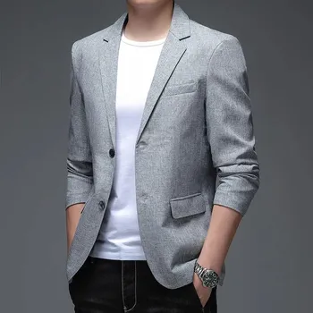 Best Fashion Pánské lehké sako pro business i volný čas Barva: Šedá, Velikost: 5XL