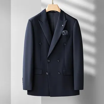 Pánské sako Best Fashion Pánské dvouřadé sako pro elegantní vzhled Barva: Modrá, Velikost: 3XL