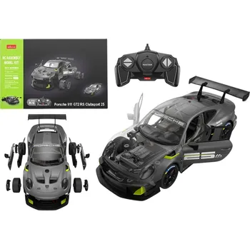 Hračka Stavebnice Porsche 911 GT2 na dálkové ovládání 1:18 Rastar 68 dílů šedé