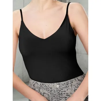 Body Sinsay - Body na ramínka s výstřihem do V - černá - 677EU-99X - 677EU-99X-XXS