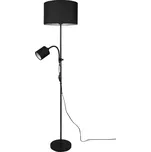 Trio Leuchten R40192002 OWEN - Moderní stojací lampa se čtecí bodovkou na husím krku 160 cm (Moderní čtecí lampa s černými textilními stínidly)