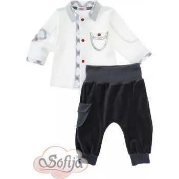 SOFIJA 2-dílný set KARIOSEK kabátek bílý, tepláčky tm.šedé vel. 68cm