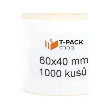 Samolepící etiketa Termoetikety 60x40 mm bilé, návin 1000ks, dutinka kotoučku 40mm