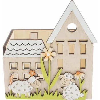 Bytová dekorace Dekorační ohrádka Ovce dřevěná 11 x 13 x 7,5 cm