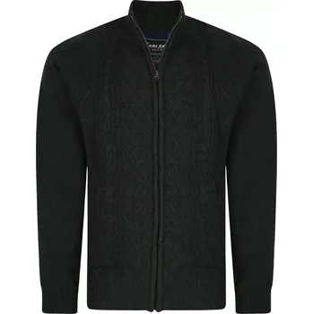 Pánská móda Velký pánský svetr na zip se stojáčkem Kam 77 tmavě zelený (3XL)
