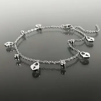 Řetízek Ocelový řetízek na nohu se zámkem ve tvaru srdce č. 1431