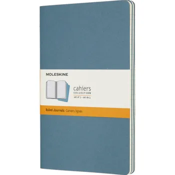 Zápisník Sešity Moleskine Cahier, L, linkované, 3 ks - tm. tyrkysové