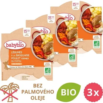 BABYBIO Zelenina s baskickým kuřetem a rýží 3× 260 g