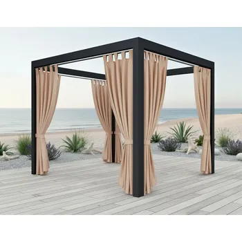 Pergola Venkovní zahradní závěs s poutky PORTO 07 béžová 155 cm x různé výšky (cena za 1 kus) + dárek úvaz MyBestHome Rozměr: 155x190 cm