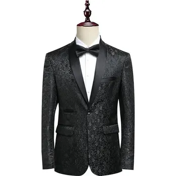 Pánské sako Best Fashion Pánské vzorované sako pro slavnostní události Barva: Černá, Velikost: 3XL