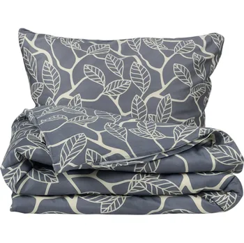 Povlečení Matex Saténové povlečení Zlaté listí, 140 x 200 cm, 70 x 90 cm, tmavě šedá