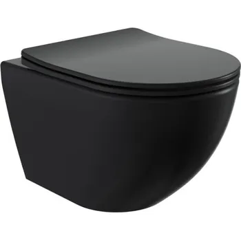 Klozet Swiss aqua technologies Wc s prkénkem softclose závěsné vírové SAT Fusion černá mat zadní odpad SATFUS010RTORPBKM