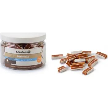 Pro psa Pamlsek DINKY DICE rybí a kuřecí kousky dóza 90g