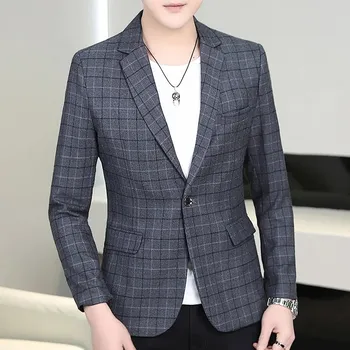 Best Fashion Pánské kostkované sako pro elegantní volný čas Barva: Šedá, Velikost: M