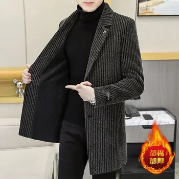 Pánský kabát Best Fashion Pánský delší kabát pro podzimní sezónu Barva: Khaki, Velikost: 4XL