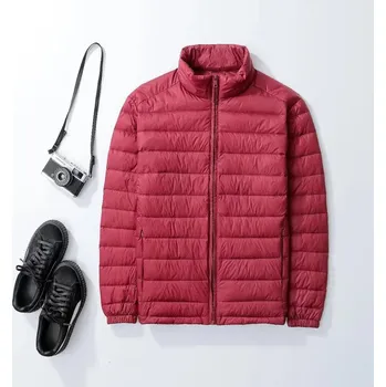 Pánská móda Best Fashion Pánská lehká péřová bunda pro každodenní nošení Barva: Vínová, Velikost: L