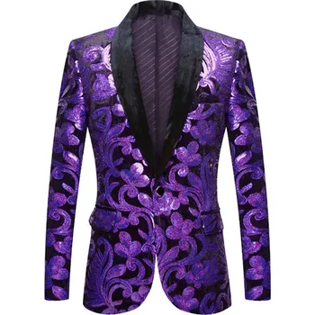 Best Fashion Pánské výrazné sako pro jevištní vystoupení Velikost: M, Barva (Varianta): Fialová