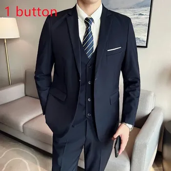 Best Fashion Pánský třídílný oblek pro svatby a formální události Velikost: XL, Barva (Varianta): shang cyan 1 buttons