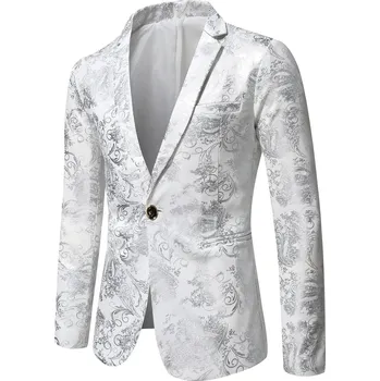 Pánské sako Best Fashion Pánské lesklé sako pro večerní a společenský styl Barva: Bílá, Velikost: 3XL