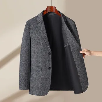 Best Fashion Pánský pletený oblek pro podzimní business styl Barva: Šedá, Velikost: XS