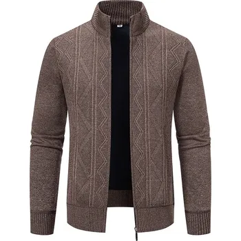 Pánský svetr Best Fashion Pánský pletený svetr pro business casual styl Barva: Kávová, Velikost: 3XL