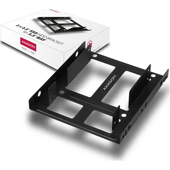 Ukládání dat AXAGON RHD-225, kovový rámeček pro 2x 2.5" HDD/SSD do 3.5" pozice, montáž ventilátoru