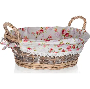 HOME DECOR Košík proutěný s uchy ROSES 30 x 12 cm, kulatý