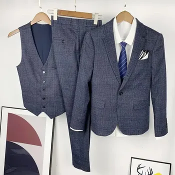 Pánský oblek Best Fashion Pánský třídílný oblek v elegantním italském stylu Velikost: XXS, Barva (Varianta): blue 3 piece set