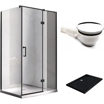 BPS-koupelny Obdélníkový sprchový kout HYD-OK03D 120x100 černá/transparent + vanička HYD-OSV-ST06C černá