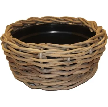 Obal na květináč Obal na květináč kulatý DRYPOT ratanový s plastovou vložkou šedý 56cm
