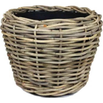 Obal na květináč Obal na květináč kulatý DRYPOT ratanový s plastovou vložkou šedý 68cm