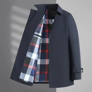 Pánský kabát Best Fashion Pánský přechodový kabát v elegantním městském stylu Barva: Tmavě Modrá, Velikost: XXS