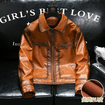 Moto oblečení Best Fashion Pánská ležérní koženková bunda s klopami Barva: Žlutá, Velikost: 2XL