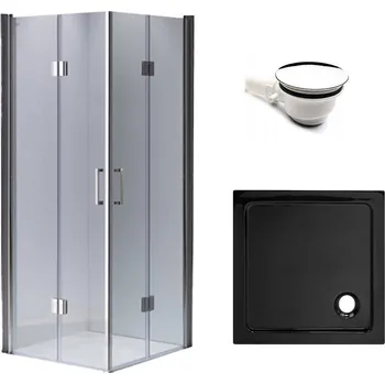 BPS-koupelny Čtvercový sprchový kout HYD-SK1290B 90x90 chrom/transparent + vanička HYD-SSV-ST02B černá