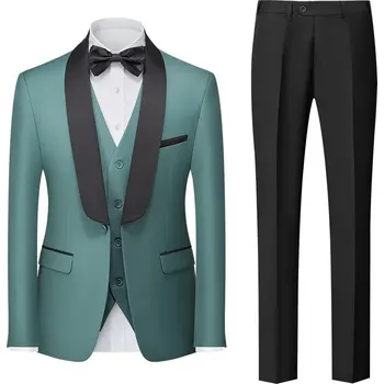 Best Fashion Pánský třídílný oblek pro svatby a business Velikost: M, Barva (Varianta): Zelená